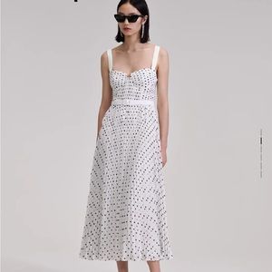 Self Portrait Polka Dot Chiffon Midi Dress NWT